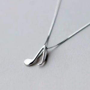 Musical note sterling silver pendant necklace